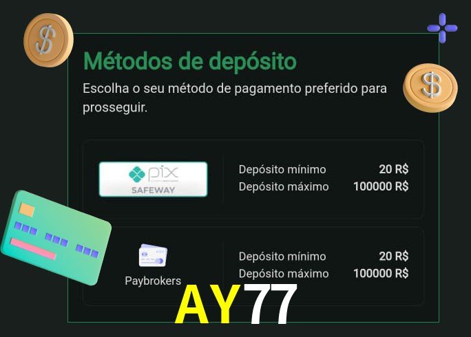 O cassino AY77 oferece uma grande variedade de métodos de pagamento